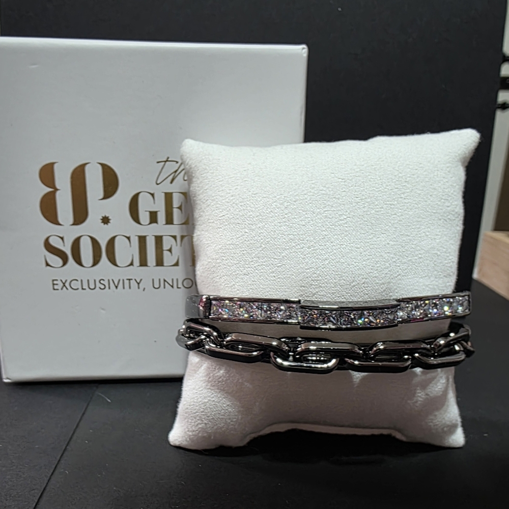 Silver and Black Bracelet Set